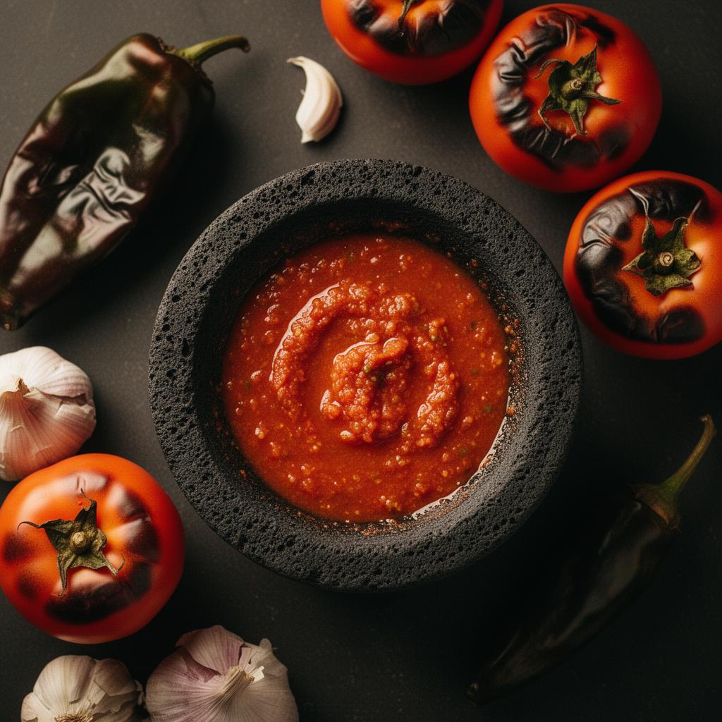 A volcanic stone molcajete, the tactile symbol of the studio